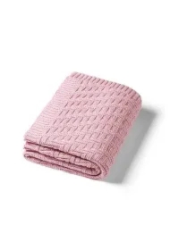 Kocyk dzianinowy bawełniany różowy