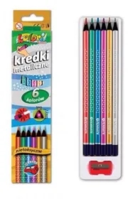 Kolori Premium Kredki trójkątne neonowe + temperówka