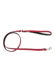 Smycz skórzana dla psa, czerwony/czarny, XS-S, 12mm/120cm
