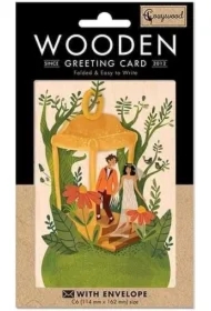 Karnet drewniany C6 + koperta Ślub Lampion