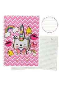 Notatnik A5/60K linia Jednorożec z kokardą różowy