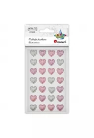 Naklejki plastikowe serca 14x14mm 28 szt mix
