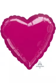 Balon foliowy metalik fuksja serce luzem
