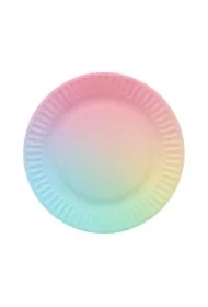 Talerzyki papierowe tęczowe 18cm 6 szt
