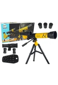 Teleskop naukowy edukacyjny z uchwytem żółty