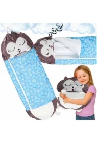 Śpiwór do spania dla dzieci turystyczny poduszka 2w1 125x50cm niebieski