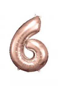 Balon foliowy cyfra 6 różowe złoto