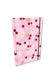 Notes A5 w kratkę z gumką Soft Touch Wisienki w różu