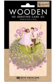 Karnet drewniany C6 + koperta Ślub Polana