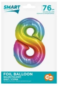 Balon foliowy Smart Cyfra 8 tęczowa