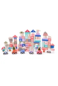  Drewniane klocki edukacyjne miasto z matą 115 szt