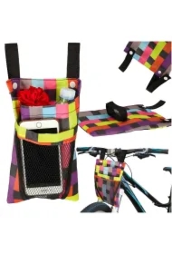 Torba na rower hulajnogę kierownicę telefon sakwa rowerowa kolorowa kratka