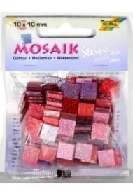 Mozaika kamyczki brokatowe 10x10mm różowa