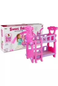 Łóżeczko piętrowe dla lalek różowe