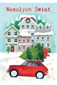 Karnet B6 auto z choinką