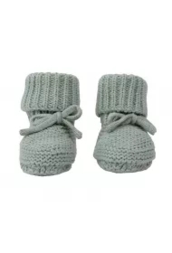 Buciki niechodki dziergane bawełniane miętowe Silk 0-6 mies.