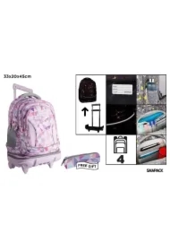 Plecak ze stelażem i kółkami 4 komory + piórnik