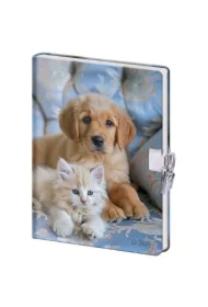 Pamiętnik z kłódką B6/60K gładki Pies i Kot