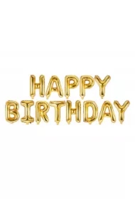 Balon foliowy Happy Birthday złoty
