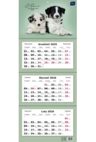 Kalendarz 2026 trójdzielny 82,5x34cm Psy