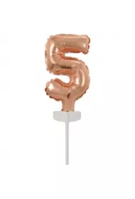 Balon foliowy mini cyfra 5 różowe złoto