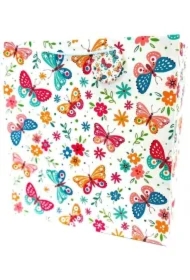 Torebka ozdobna matowa 35x37x12cm Motyle i Kwiaty