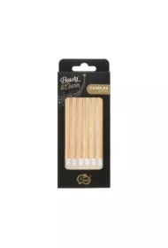 Świeczki B&C metaliczne jasnozłote 13.5x0.4cm 6 szt