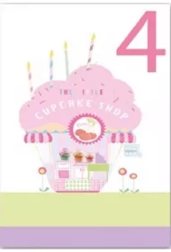Karnet B6 brokat z kopertą Urodziny 4 dziewczynka