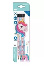 Ołówek sześciokątny HB z dodatk. gumką Jednorożec