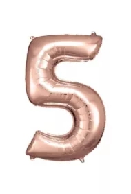 Balon foliowy cyfra 5 różowe złoto