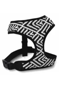 Szelki dla psa, z wytrzymałej tkaniny, wzór aztecki, biało-czarne paski, MAX. Obw. Szyi 35cm, obw. Klatki 40-52cm