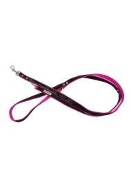 Smycz dla psa, wzór pieski, odblask neo taśma podwójna, 20MM/220CM różowa