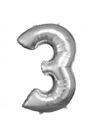 Balon foliowy cyfra 3 srebrna