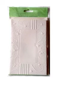 Karty tłoczone+koperty ornament serca creme 05