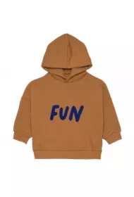Bluza z kapturem z bawełny organicznej GOTS Little Gang Fun caramel 1-2 l.