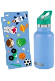 Butelka termiczna z naklejkami 380ml niebieska