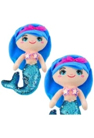 Syrenka pluszowa z ogonem w cekiny niebieska 30cm