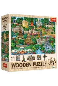 Puzzle drewniane 1000 el. Francja, znane miejsca