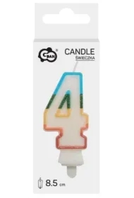 Świeczka cyfra 4 tęczowa 8,5cm