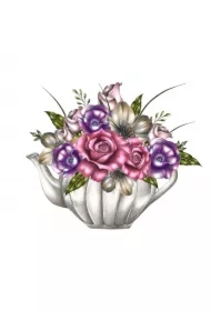 Karnet Swarovski kwadrat CL0329 Kwiaty w imbryku