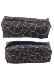 Piórnik jednokomorowy złote serca czarny