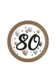 Talerzyki papierowe 80 urodziny FSC 23cm