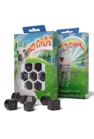 Llama Dice Set: Spitty, zestaw kości do gry, czarny brokat