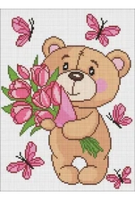 Diamentowa mozaika - Uroczy pluszowy miś 30x40cm