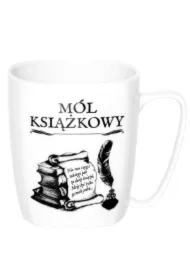Kubek ceramiczny biały Mól książkowy