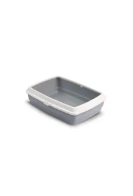 Kuweta otwarta HANDY z ramką dla kota, szara, 42 x 33 x 14cm