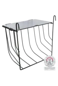 Paśnik wiszący, dla królika/gryzoni, czarny, metal/plastik, 20x 18 x 12 cm, z pokrywką