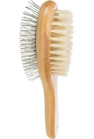 Szczotka dwustronna, bambus/ naturalne i druciane włosie, 6 x 22 cm