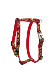 Szelki dla psa, wzór picasso, taśma polipropylenowa, 20mm/50-80cm czerwone