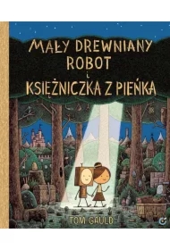 Mały drewniany robot i księżniczka z pieńka